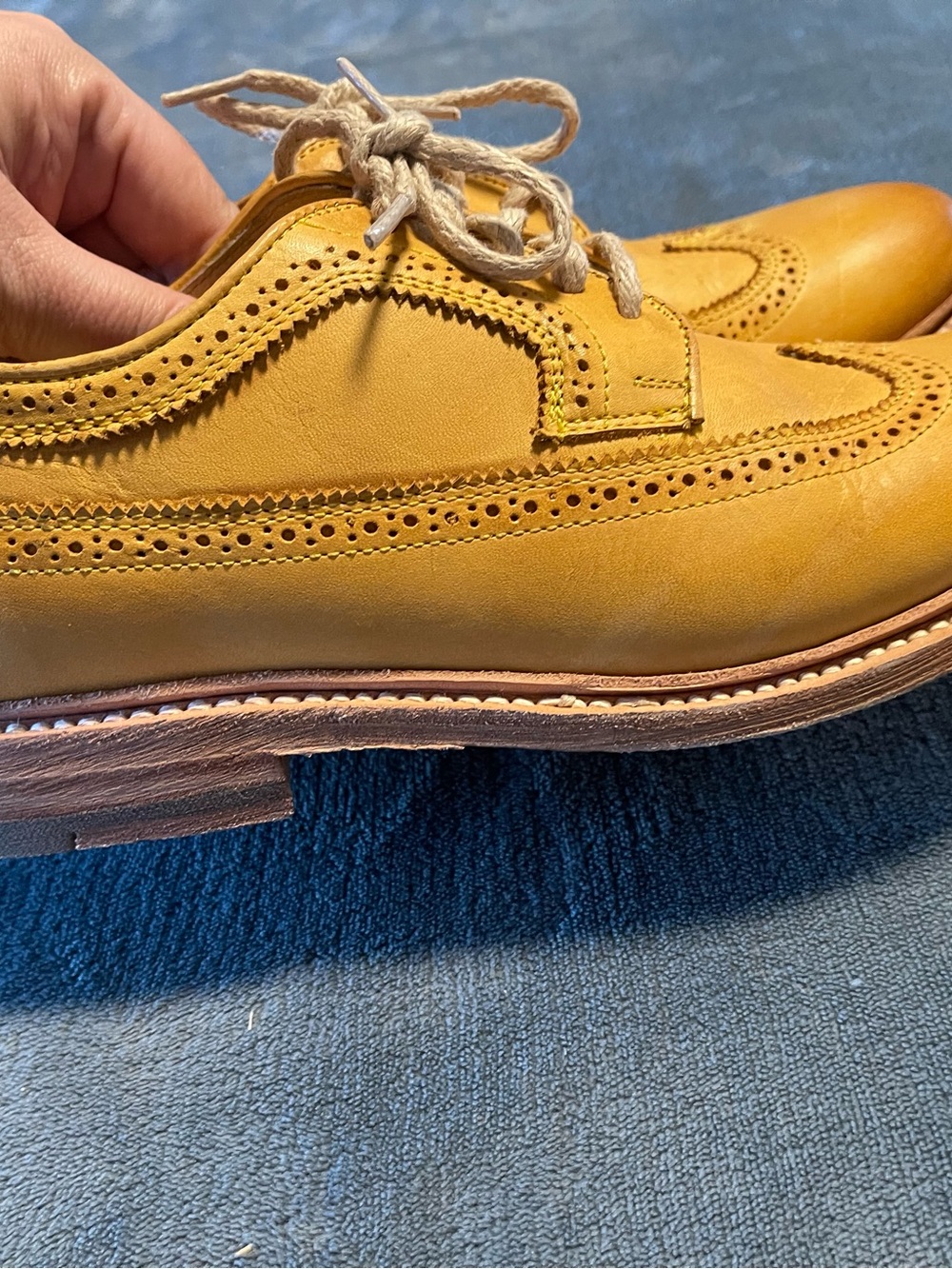 Frye 74627 James Wingtip Oxford, Leather Upper/Lining/Sole, Yellow Size 8.5B - Picture 5 of 10
